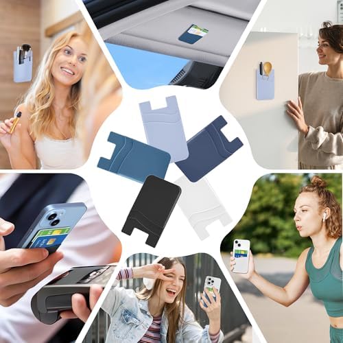 Senose Phone Wallet, Phone Card Holder Stick On Silicone Credit Card Holder - Image 2