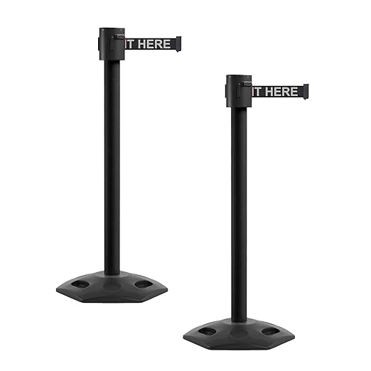 Montour Line MSR760 Set of 2 Retractable Belt Barrier Stanchion, Rubber Base by Montour+Line
