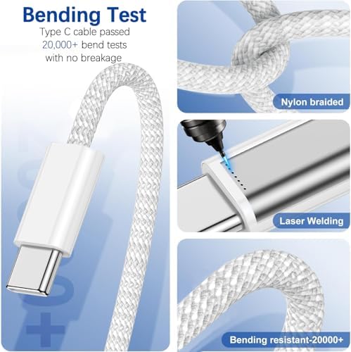 10FT Fast iPad Charger,iPad Charger Fast Charging 2Pack Wall Chargers Plug Adapter Woven Type C USB C to C Cable Cord for iPad Pro 13/12.9/11/,iPad Air 6/5th,i-Pad mini 6/A17 Pro,i-Pad 10/11th(A16) - Image 3