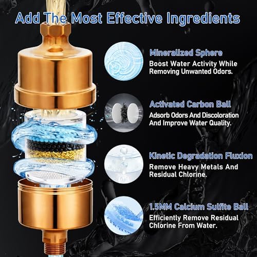 Metal Shower Filter, Stainless Steel 304, Clean Soft Water, Remove 99% Chlorine, Improve Your Skin Nail Hair, Easy to Install (Rose Gold) - Image 3