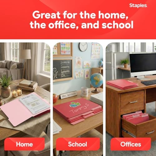 Staples File Folders, Letter Size, 1/3-Cut Tabs, Red, 100/Pack - Image 6