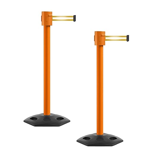 Montour Line MSR760 Set of 2 Retractable Belt Barrier Stanchion, Rubber Base by Montour+Line