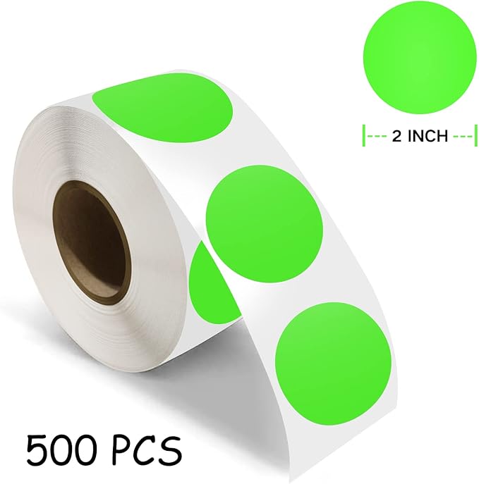 500 PCS Dot Sticker Tape 2" Inch Round Color Coding Labels Removable Writable - Image 7