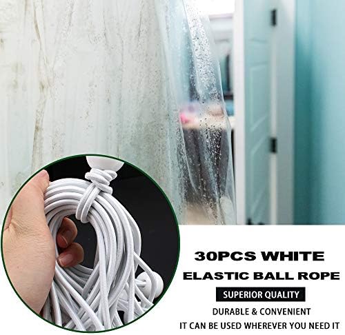 AOPRIE 30 Pcs Bungee Cords with Balls 4 inch White Ball Bungees Heavy Duty Tarp Bungee Cords Trap Weather Resistant Tie Down Strap for Camping, Tents, Cargo, Holding Wire and Hoses - Image 7