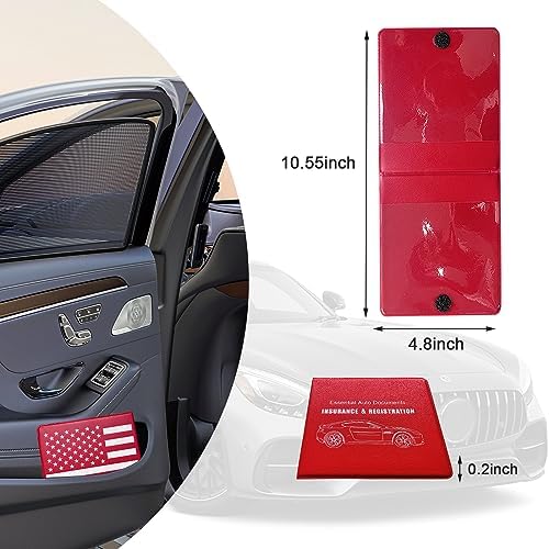 Ziciner Car Registration Insurance Holder, 2Pack Essential Auto Card Document Glove Box Organizer with Touch Fastener, Vehicle Interior Accessories Perfect for Most Car, Truck, SUV (Red/Back Flag) - Image 2