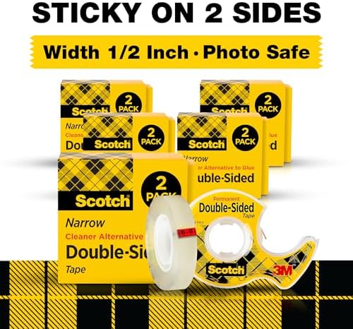 Scotch Double Sided Tape, Permanent Photo-Safe Adhesive, Clear, 1/2 inch x 500 inches per Roll, 10 Rolls (5 Packs of 2) – Scrapbooking, Crafts and Office Supplies - Image 3