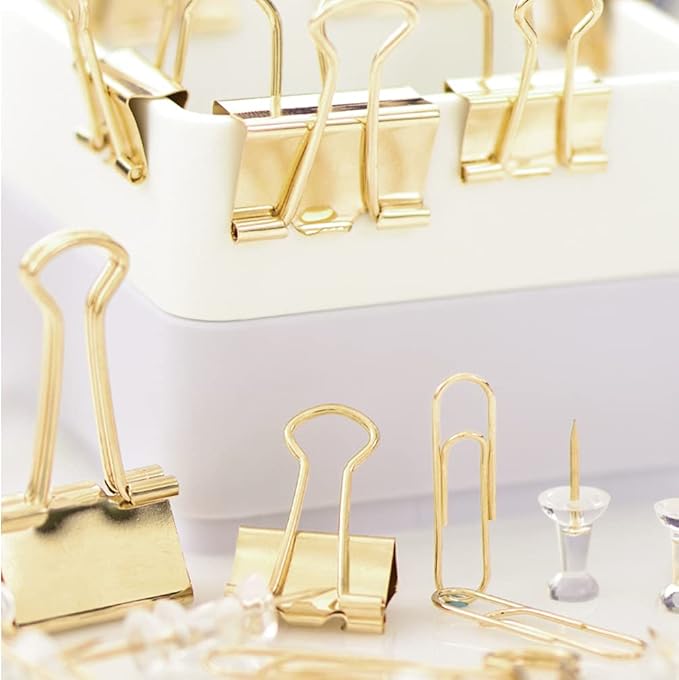 Paper Clips and Binder Clips Set, Metal Assorted Sized Binders - Image 5