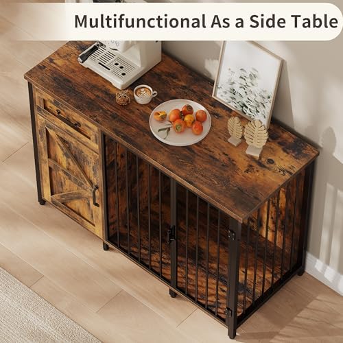 kepptory 30 Inch Dog Crate Furniture with Cabinet, Heavy Duty Farmhouse Dog Kennel with Charging Station, Wooden End Table TV Stand with 900 LBS Capacity and Adustable Feet - Image 5