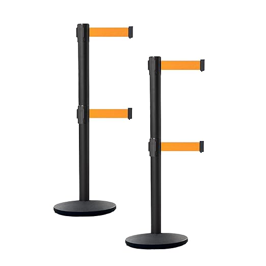 Crowd Control Warehouse CCW Set of 2 Dual Retractable Belt Barrier Stanchion by Crowd+Control+Warehouse