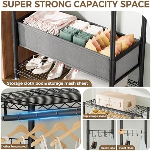Golpart Heavy Duty Rolling Clothes Rack Wheels Portable Metal Garment Rack - Image 6