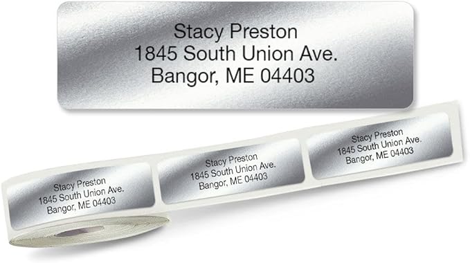Personalized Return Address Labels, Roll of 125 Silver Foil Self-Adhesive - Image 2
