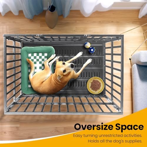 Oranland 38 Inch Heavy Duty Dog Crate for High Anxiety Large Dogs,Silver - Image 6