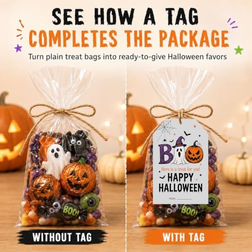 Halloween Gifts Tags, Happy Halloween Tags for Goodie Bags with Twine - Image 6