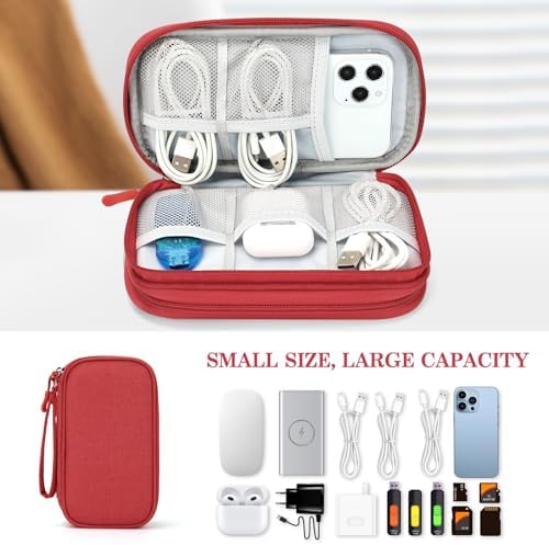 FYY Electronic Organizer, Travel Tech Pouch Bag, Cable Organizer Red - Image 6