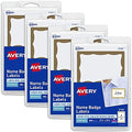 Avery Name Tags, Print or Write, Gold Border, 100 Adhesive Tags Per Pack, 4 Packs, 400 Total (05146) by Avery