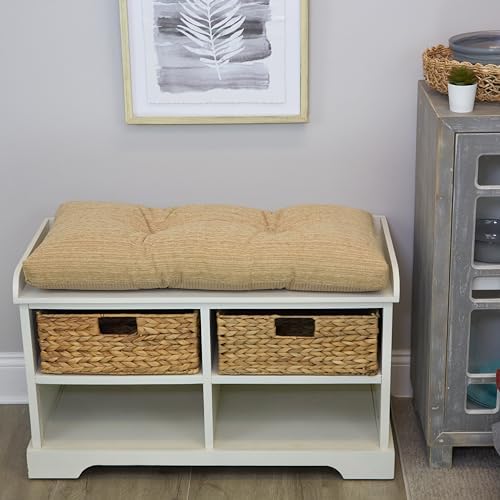 Klear Vu The Gripper Non-Slip Tufted Bench Cushion for Indoor Furniture, Assembled in USA, Entryway Storage, Bay Window, Corner Nook or Piano Seat, 30 Inches, Chenille Natural - Image 2