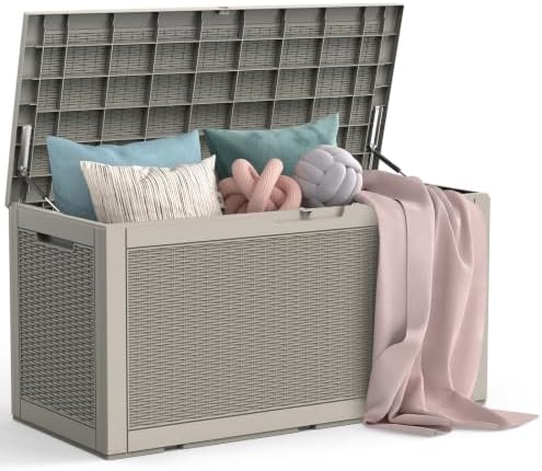 Mars Villa 100 Gallon Outdoor Storage Box, Deck Box Waterproof, Grey by MarsVilla