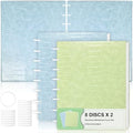 2 Pack Pu Leather 5.5x8.5in Discbound Notebook Cover And Disc Set Discbound Planner Cover With 16 Pcs Expansion Discs Junior Size Disc Bound Notebook Accessories(Blue&Green;No Inner Paper) by SKLENICE