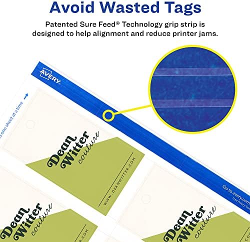 Avery Rectangle Tags, Sure Feed Technology, Matte White, Strings Included, 80 Total, Print-to-the-Edge, Laser/Inkjet Printable (80514), 2" x 3-1/2" (Pack of 5) - Image 5