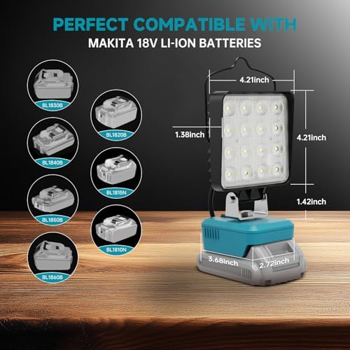 2 PCS LED Work Light for Makita 18V Battery,Battery Light for Makita 18v Tools Portable Outdoors Flood Lighting - Image 4