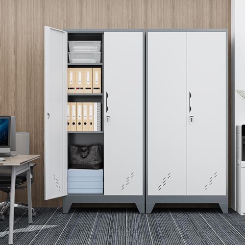 Metal Garage Storage Cabinets with Lock- 61" Tall Broom Closet Storage Cabinet & Pantry Organizer for Laundry Room, Home Office, Gym, School - Image 5