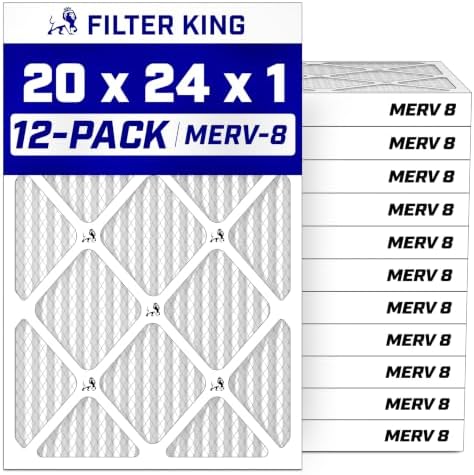 Filter King 20x24x1 Air Filter MERV 8, AC Furnace Filters (12-Pack) by FilterKing