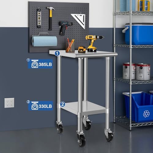 HARDURA Stainless Steel Commercial Table 24×24 Inches with Casters - Image 3