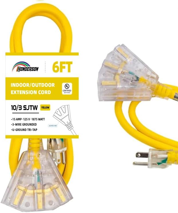 3-Outlets Indoor Outdoor Extension Cord Weatherproof by HONDERSON