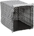 MidWest Homes for Pets Medium Dog Crate Cover With Teflon Fabric Protector, Poly-Cotton Privacy Kennel Cover Fits Most 30-inch Crates, Gray Designer Print, Washable, Reduces Barking by MidWestHomesForPets