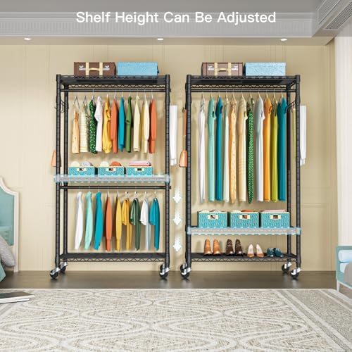 FUTASSI P1 Heavy Duty Garment Rack, Rolling Closet Organizer with Wheels - Image 3