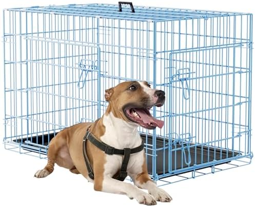 FDW | 36" Foldable Metal Dog Crate | Blue | Cage for Medium Dogs by FDW