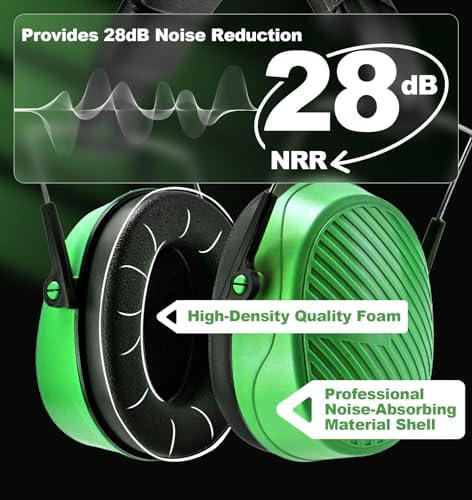 PROHEAR 038 Ear Protection Safety Earmuffs for Mowing, 28dB Noise Reduction Passive Hearing Protector, Compact Foldable Headset for Shooting Construction Power Tools, Green - Image 4