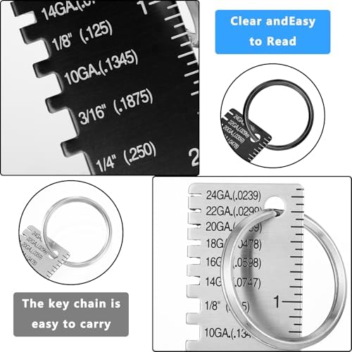 Konohan Double Sided Wire Metal Sheet Thickness Gauge Wire Measurement Tool Portable Metal Gauge Thickness Double Sided Plated Size Inspection Tool Welding Tools Accessories (Silver Black) - Image 3