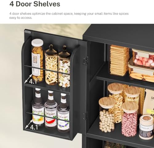 Kitchen Pantry Cabinet with 2 Drawers &4 Door Shelves, Tall Storage Cabinet - Image 6