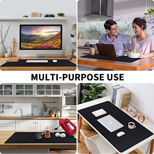 Bloss Leather Desk Pad, Non-Slip Desk Mat, Waterproof Large Mouse Pad, Mouse Mat, Computer Mat for Desk Easy Clean for Office/Home(Black, 35.4" x 15.7") - Image 5