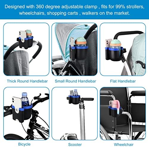 Accmor Stroller Cup Holder with Phone Holder, Bike Cup Holder, Universal Cup Holder for Uppababy Nuna Doona Strollers, 2-in-1 Cup Holder for Walker, Wheelchair, Scooter - Image 7