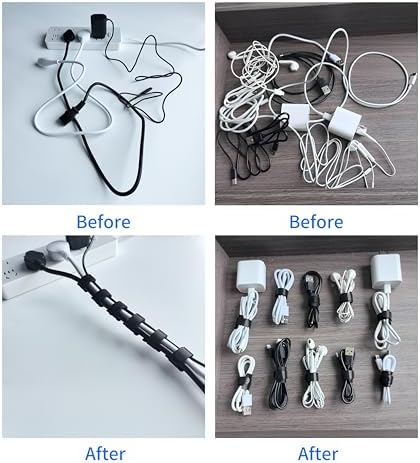 6 Inches 100 PCS Black Reusable Cable Ties,Multi-purpose Adjustable Cord Straps,Cable Organizer,Cord Wrap and Hook Loop Cords Management,Adjustable Cord Ties - Image 3