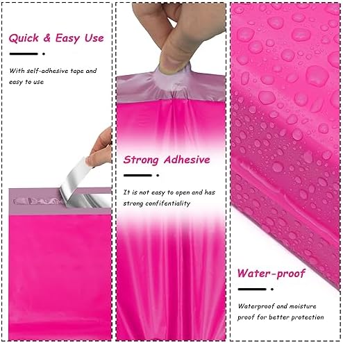 JinRuiKJ Poly Mailers 10x13 Inch, 100 Pcs Shipping Bags, Rose Red - Image 3