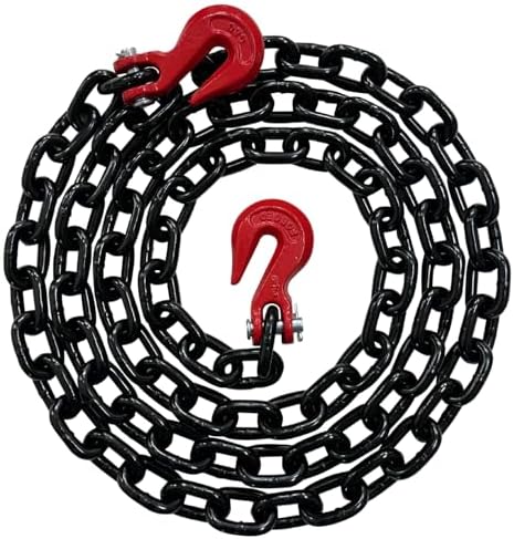 3/8" X 10' Grade 80 Transport Binder Chain - 7,100 LBS WLL - Clevis Grab Hook, Tie-Down, Towing by Falcon+Cargo