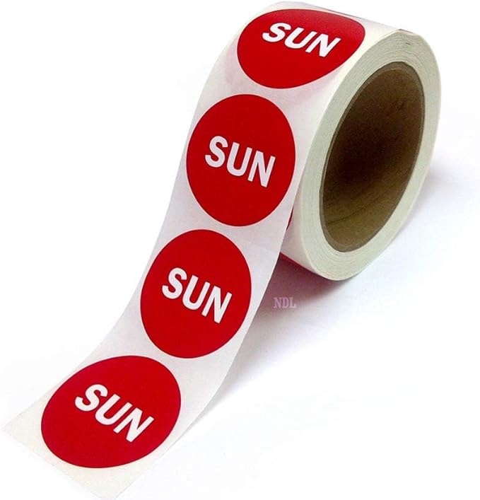 2" Round Hot Pink Day of The Week Color Coding Stickers, 500 per Roll - Image 2