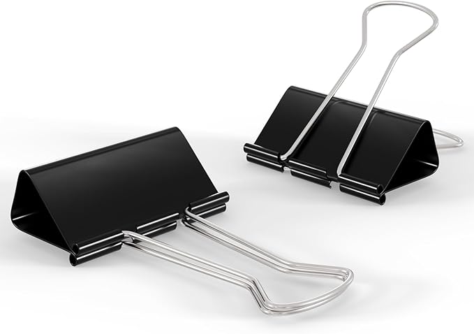 Medium Binder Clips, Heavy Duty Black Clips Hold 150 Sheets, Rust-Proof by CableGeeker