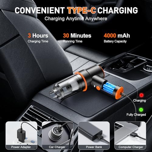 KMM Handheld Car Vacuum Cleaner, 11000PA Hand Held Vacuum & Air Duster - Image 4