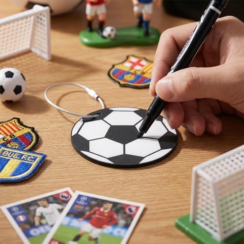 19 Pcs Soccer Luggage Tags, Soccer Party Favors Suitcase Labels with Pen, Metal Ring Name ID Card and DIY Pocket for Sports Team Travel Baggage Identifiers for Men Women - Image 7