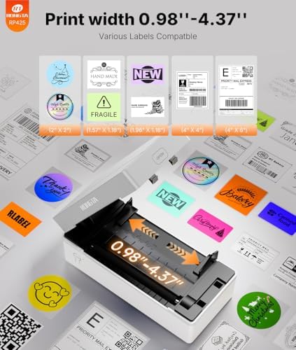 Rongta Shipping Thermal Label Printer, Bluetooth 4x6 Sticker Label Maker Wireless Shipping Label Printer for Package Small Business Compatible with Windows macOS Android iOS (White) - Image 3