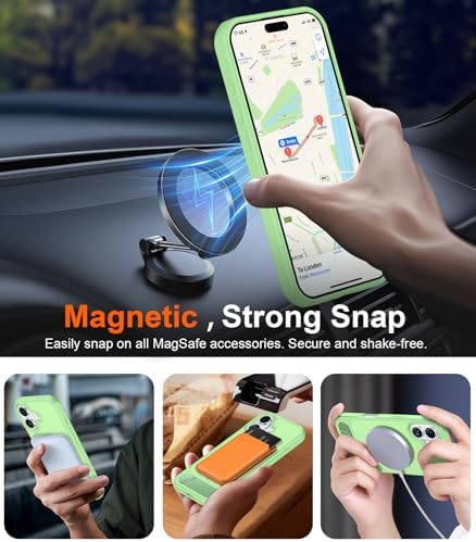 Temdan Magnetic Compatible with iPhone 16 Case, [Built-in Invisible Kickstand][Compatible with MagSafe][Military Grade Shockproof] Slim Translucent Matte Phone Case for iPhone 16 6.1" - Image 6