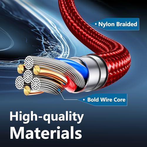 cugunu USB C to USB C Cable, 5 Pack 60W Type C Fast Charger Cord (Red) - Image 3