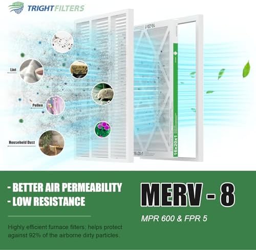 TRIGHTFILTERS 16x20x1 Air Filter 6 Pack, Durable MERV 8 Pleated Home HVAC AC Furnace Filters, Lightweight Compact Air Conditioner Filter Replacement - Image 4