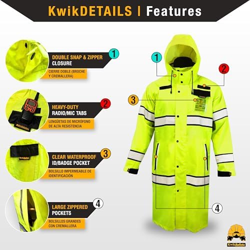 KwikSafety - Charlotte, NC - TORRENT Rain Jacket & Trench Coat ANSI OSHA Class 3 High Visibility Jacket Hi Vis Rain Gear - Image 5