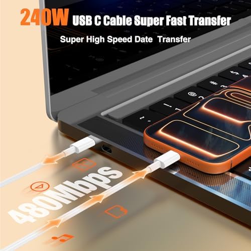 240W USB C to USB C Cable 2-Pack 6.6FT,Type C Fast Charging Cable for iPhone Air 17 16e 16 15 Pro Plus Pro Max，for Galaxy S25/S24, for iPad Pro/Air/mini, for MacBook Pro/Air and More - Image 6