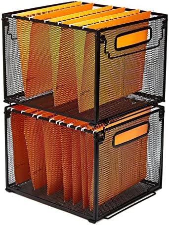 SETTFRFE 2 Pack File Organizer,Metal File Crates for Hanging Folders,Black - Image 4